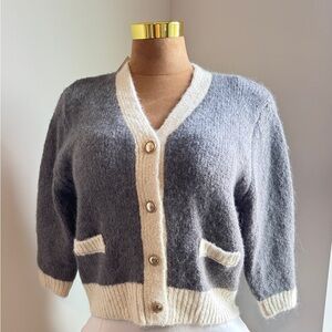 Zara Women's Gray and Cream Cardigan